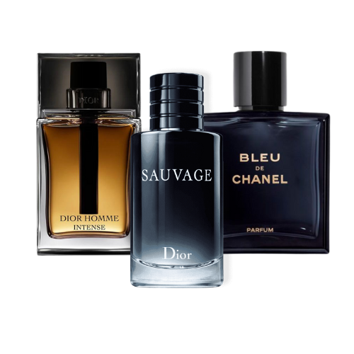 Coffret 3 Parfums - Sauvage Dior, Bleu de Chanel, et Dior Homme Intense 100ml