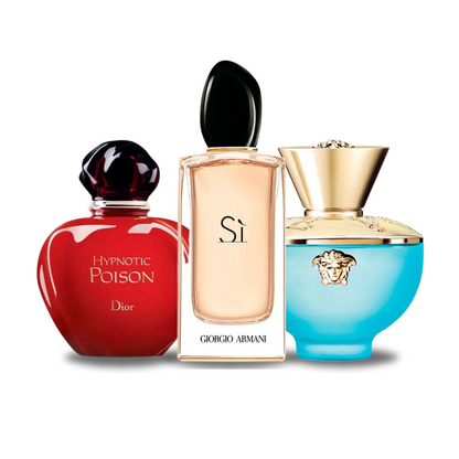 Coffret 3 Parfums - Dior HYPNOTIC POISON, Giorgio Armani SÌ et Versace DYLAN TURQUOISE 100ml