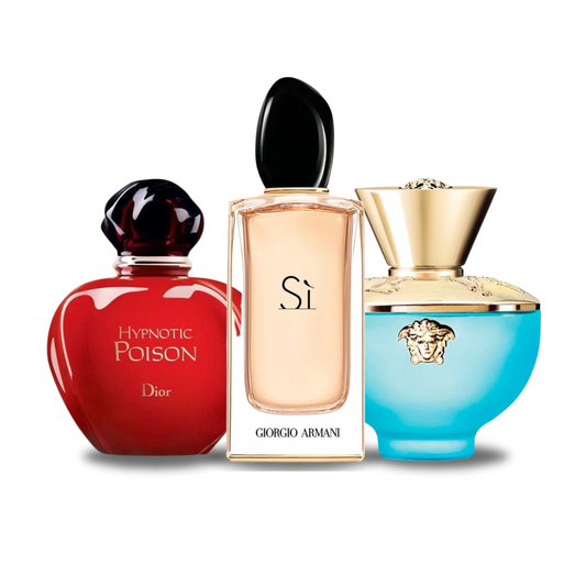 Coffret 3 Parfums - Dior HYPNOTIC POISON, Giorgio Armani SÌ et Versace DYLAN TURQUOISE 100ml