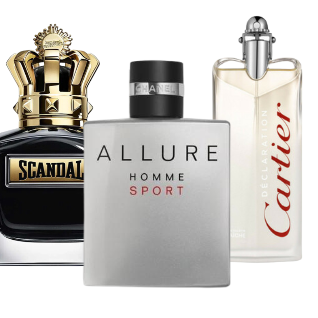 Coffret 3 Parfums - Allure Homme Sports, Jean Paul Gaultier Scandal, et Cartier Declaration 100ml
