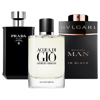 Coffret 3 Parfums - Bvlgari In Black, Giorgio Armani Acqua Di Gio, y L'Homme Prada Intense 100ml