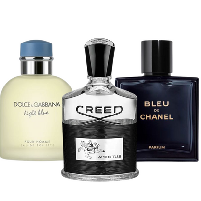 Coffret 3 Parfums - Bleu de Chanel, Creed Aventus, et Light Blue Dolce Gabbana 100ml